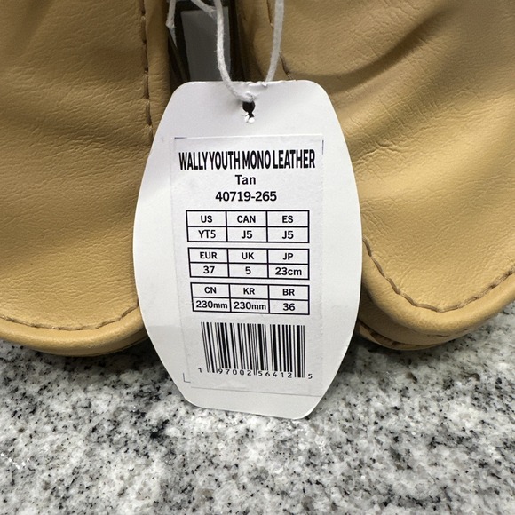 Hey‎ Dude Wally Youth Mono Leather Tan Loafers Shoes Size YT5 Comfort Casual New - Picture 8 of 8